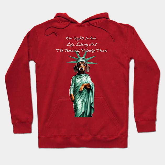 Dachshund Statue Of Liberty #1 Hoodie by Long-N-Short-Shop